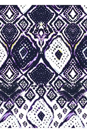 Aster Skirt #1 with Belt Midi Length Cotton Musola (Tie Dye Maldives White)