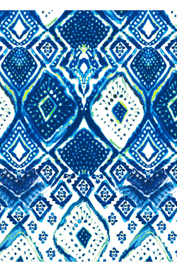 Aster Skirt #1 with Belt Midi Length Cotton Musola (Tie Dye Maldives White)