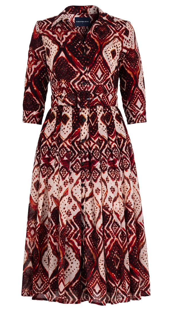 samantha sung Audrey Dress #4 Shirt Collar 3/4 Sleeve Midi Length Wool (Tie  Dye Maldives Ivory) - Ivory Burgundy Shop | Clothing | tuktukthai.one
