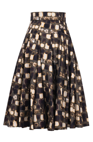 Samantha Skirt Midi Length Poliamide Taffta (Tie Dye Square Multi Dark)