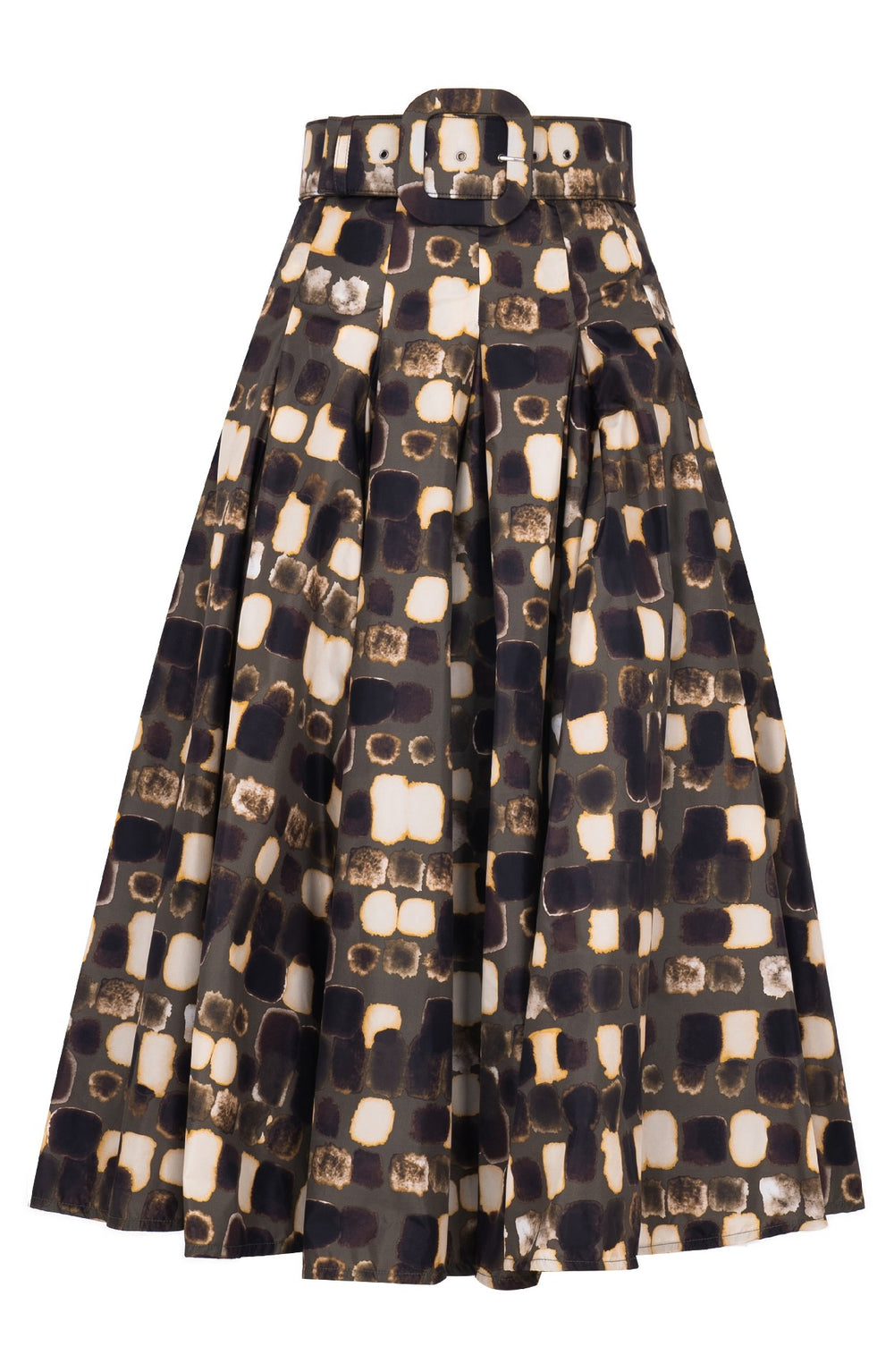 Samantha Skirt Midi Length Poliamide Taffta (Tie Dye Square Multi Dark)