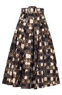 Samantha Skirt Midi Length Poliamide Taffta (Tie Dye Square Multi Dark)