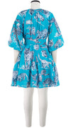 Birdy Dress Crew Neck 3/4 Sleeve with Hamilton Belt Mini Length Cotton Musola (Tiger Toile Bright)