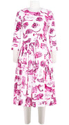 Florance Dress #2 Crew Neck 3/4 Sleeve Long Length Cotton Stretch (Tiger Toile Small)