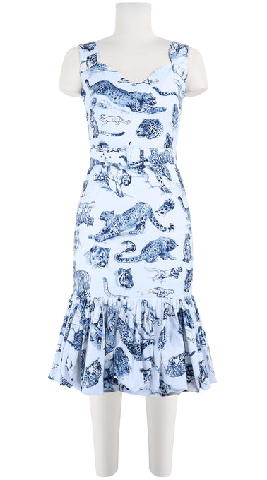Violet Dress Sweatheart Neck Sleeveless Long Length Cotton Stretch (Tiger Toile Small)