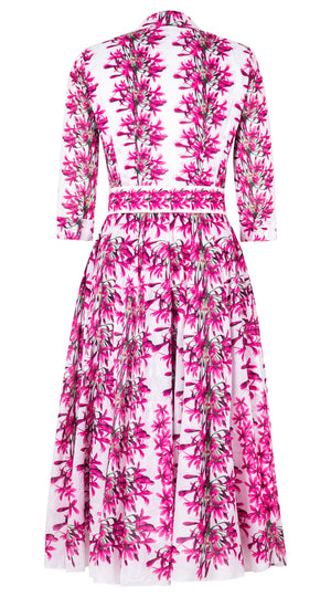 [Off the Rack] Aster Dress Shirt Collar 3/4 Sleeve Midi Length Cotton Musola (Tinker Bell Flower) @XS-XXL