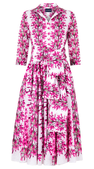 [Off the Rack] Aster Dress Shirt Collar 3/4 Sleeve Midi Length Cotton Musola (Tinker Bell Flower) @XS-XXL