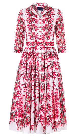 [Off the Rack] Aster Dress Shirt Collar 3/4 Sleeve Midi Length Cotton Musola (Tinker Bell Flower) @XS-XXL