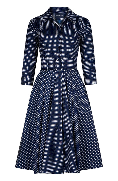 Laurent Dress Shirt Collar 3/4 Sleeve Long Length Cotton Stretch (Toto Gingham)