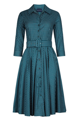 Laurent Dress Shirt Collar 3/4 Sleeve Long Length Cotton Stretch (Toto Gingham)