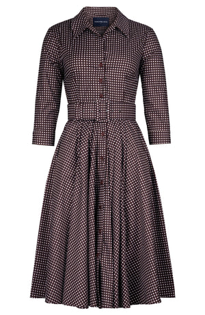 Laurent Dress Shirt Collar 3/4 Sleeve Long Length Cotton Stretch (Toto Gingham)