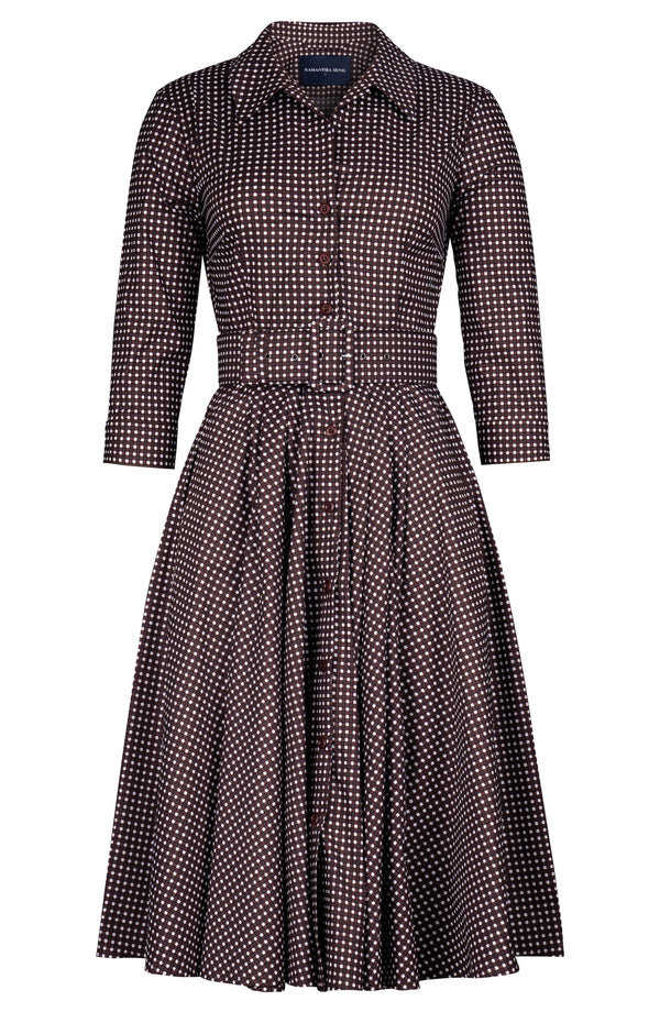 Laurent Dress Shirt Collar 3/4 Sleeve Long Length Cotton Stretch (Toto Gingham)