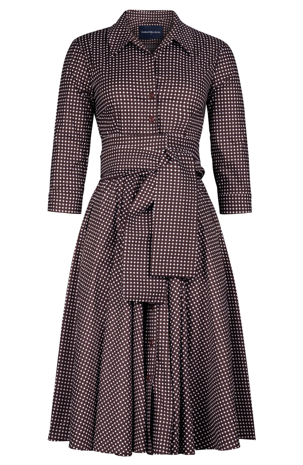 Laurent Dress Shirt Collar 3/4 Sleeve Long Length Cotton Stretch (Toto Gingham)