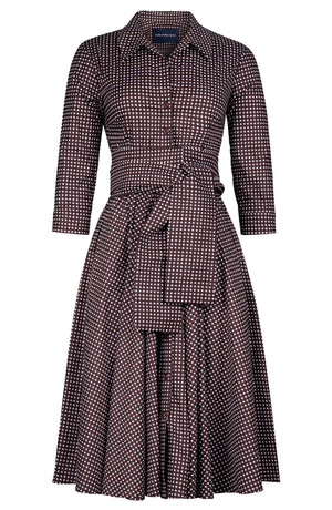 Laurent Dress Shirt Collar 3/4 Sleeve Long Length Cotton Stretch (Toto Gingham)