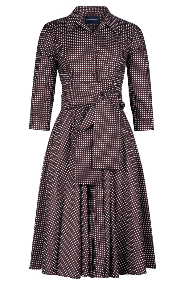 Laurent Dress Shirt Collar 3/4 Sleeve Long Length Cotton Stretch (Toto Gingham)