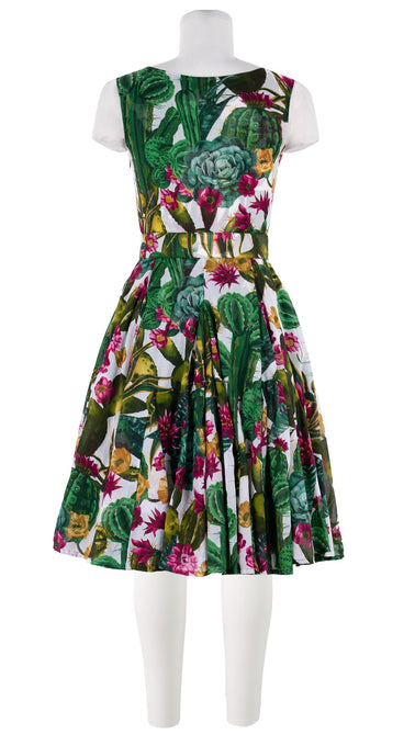 Birdy Dress #2 Boat Neck Sleeveless Cotton Musola (Tropical Cactus)