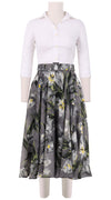 Aster Skirt #1 with Belt Midi Length Wool Musola (Tweety Tulip Big)