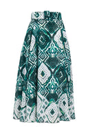 Aster Skirt #1 with Belt Midi Length Cotton Musola (Tie Dye Maldives White)