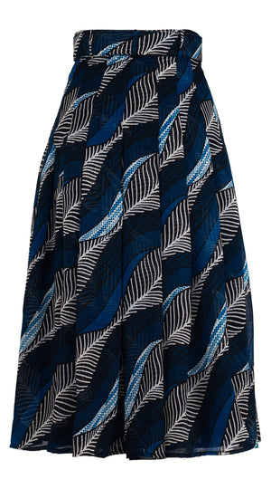 Zeller Skirt Midi Length Wool Musola (Ukara Leaves Ivory)