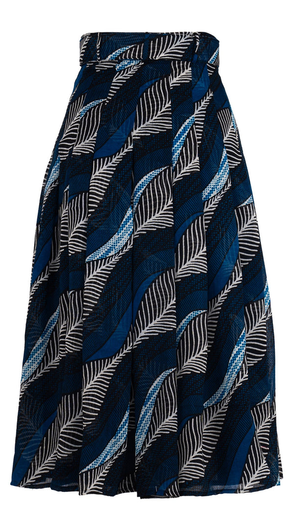 Zeller Skirt Midi Length Wool Musola (Ukara Leaves Ivory)