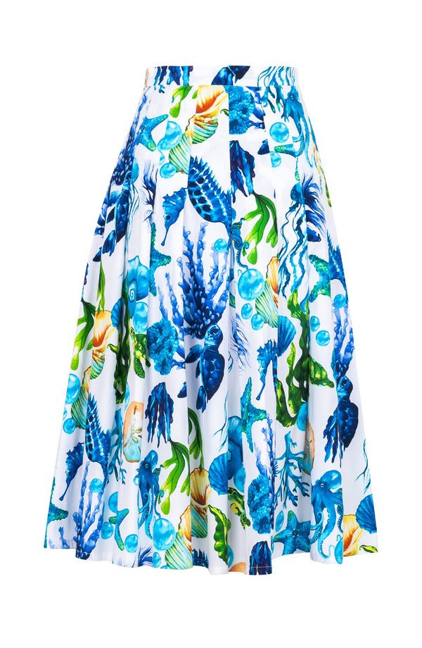 Zeller Skirt Long Length Cotton Stretch (Under The Sea)