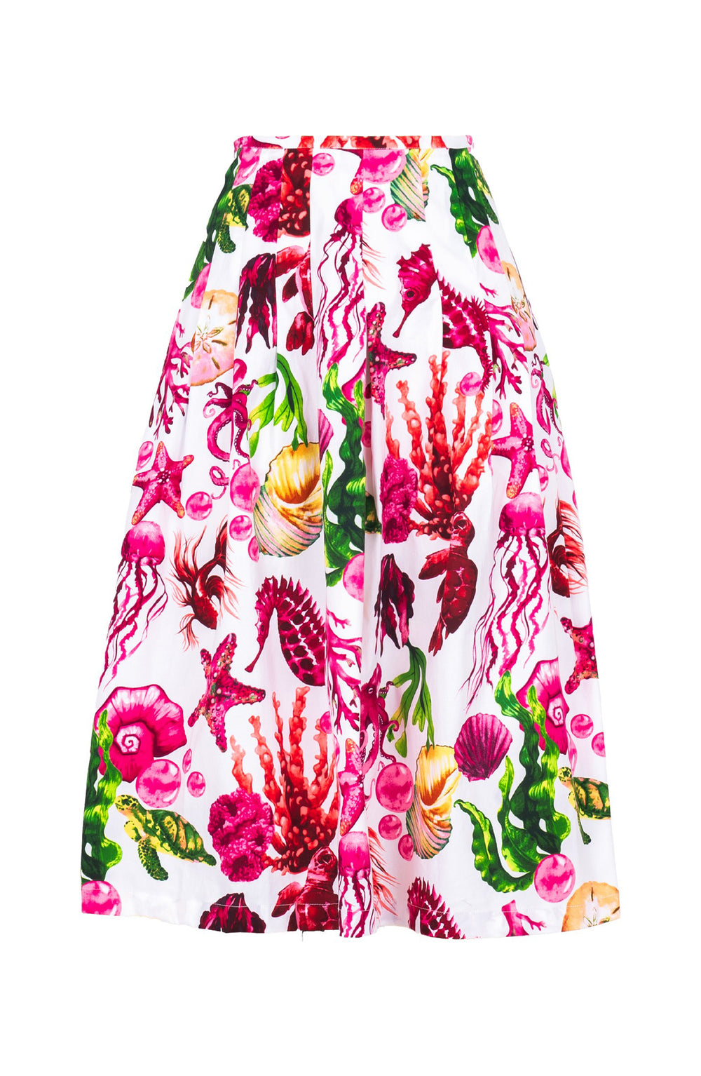 Zelda Skirt Long Length Cotton Stretch (Under The Sea)