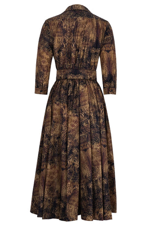 Terry Dress Shirt Collar 3/4 Sleeve Midi Plus Length Poliamide Taffta (Venezia)