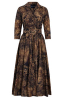 Terry Dress Shirt Collar 3/4 Sleeve Midi Plus Length Poliamide Taffta (Venezia)