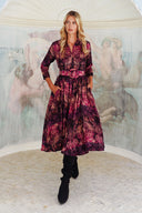 Terry Dress Shirt Collar 3/4 Sleeve Midi Plus Length Poliamide Taffta (Venezia)