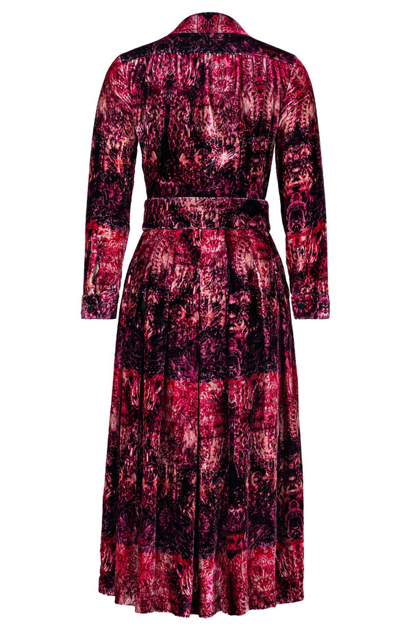 Audrey Dress #3 Shirt Collar Long Sleeve Midi Length Silk Velvet (Venezia Velvet)