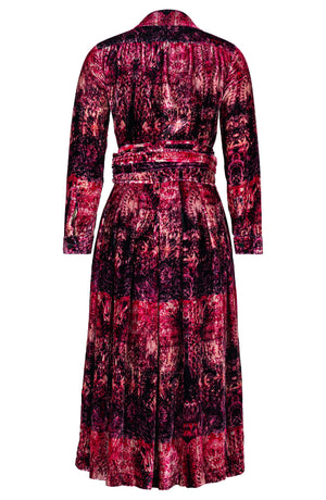 Audrey Dress #3 Shirt Collar Long Sleeve Midi Length Silk Velvet (Venezia Velvet)