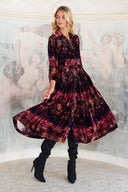 Audrey Dress #3 Shirt Collar 3/4 Sleeve Midi Length Silk Velvet (Venezia)