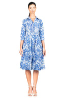 Audrey Dress #1 Shirt Collar 3/4 Sleeve Long Length Cotton Stretch (Victoria Leopard Pastel)