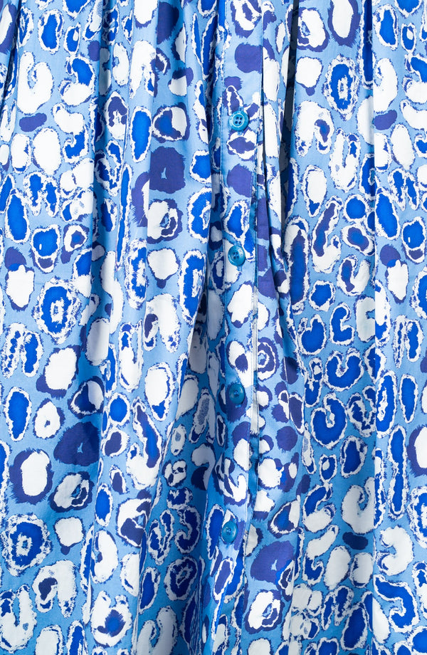 Audrey Dress #1 Shirt Collar 3/4 Sleeve Long Length Cotton Stretch (Victoria Leopard Pastel)