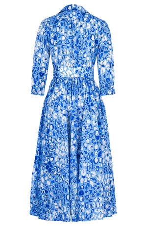 Terry Dress Shirt Collar 3/4 Sleeve Midi Plus Length Poliamide Taffta (Victoria Leopard Pastel)