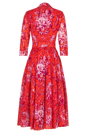 Avenue Dress Shirt Collar 3/4 Sleeve Midi Length Cotton Musola (Villa Carlotta Bright)