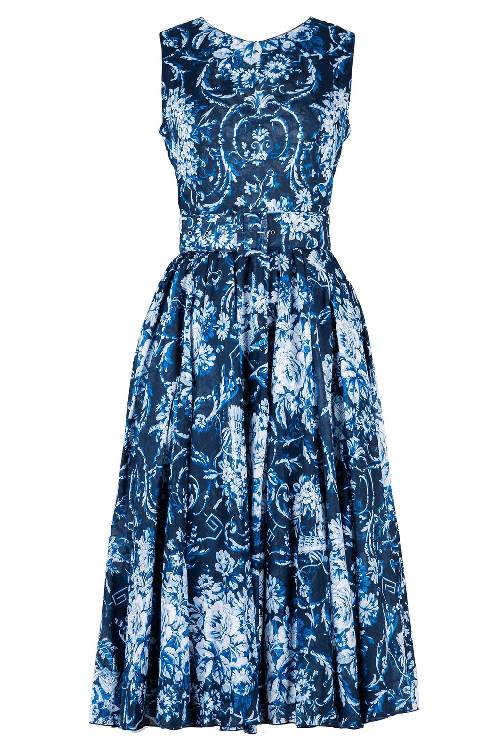 Aster Dress Crew Neck Sleeveless Midi Length Cotton Musola (Villa Carlotta Bright)