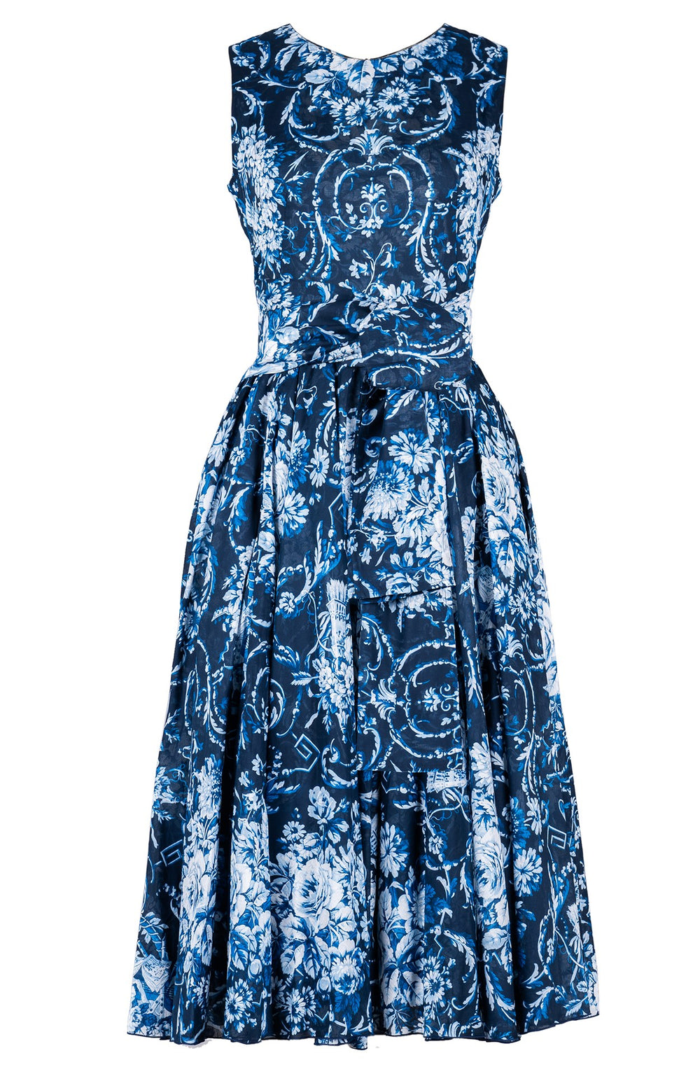 Aster Dress Crew Neck Sleeveless Midi Length Cotton Musola (Villa Carlotta Bright)