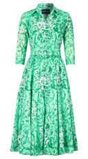 Aster Dress Shirt Collar 3/4 Sleeve Midi Length Cotton Musola (Villa Carlotta Pastel)