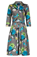 Audrey Dress #1 Shirt Collar 3/4 Sleeve Regular Length Cotton Stretch (Viner Rose Dark)
