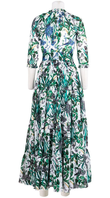 Eva Dress Crew Neck Tie 3/4 Sleeve Maxi Length Musola (Vintage Iris)