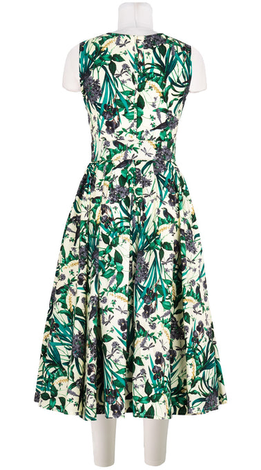Abelia Dress V Neck Sleeveless Midi Length Cotton Stretch (Vintage Iris)
