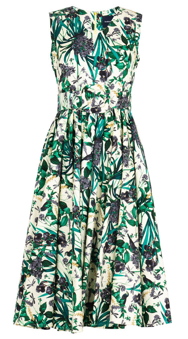 Abelia Dress V Neck Sleeveless Midi Length Cotton Stretch (Vintage Iris)