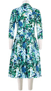 Audrey Dress #1 Shirt Collar 3/4 Sleeve Long Length Cotton Stretch (Vintage Iris)