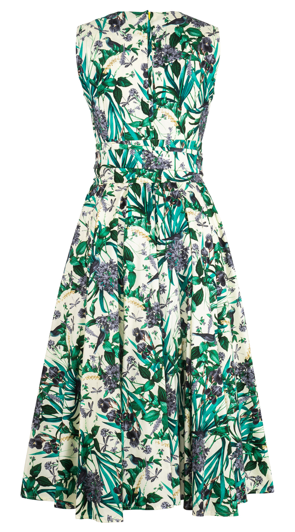 Abelia Dress V Neck Sleeveless Midi Length Cotton Stretch (Vintage Iris) @1