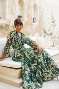 Eden Dress Crew Neck 3/4 Sleeve Maxi Length Cotton Musola (Vintage Iris)
