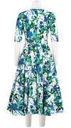 Abelia Dress Crew Neck 1/2 Sleeve Midi Length Cotton Stretch (Vintage Iris)