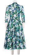 Aster Dress Shirt Collar 3/4 Sleeve Midi Length Cotton Musola (Vintage Iris)