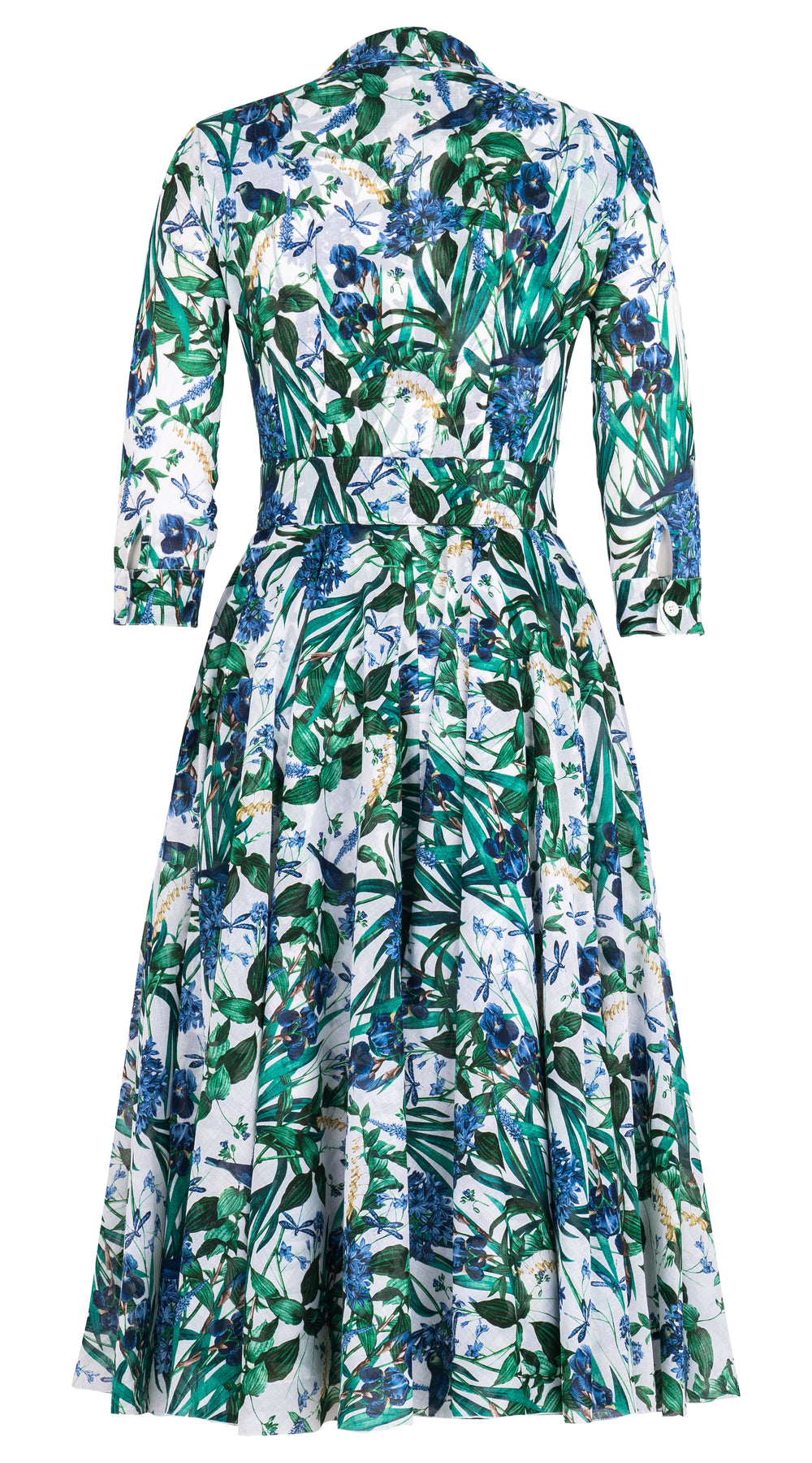 Aster Dress Shirt Collar 3/4 Sleeve Midi Length Cotton Musola (Vintage Iris) @4