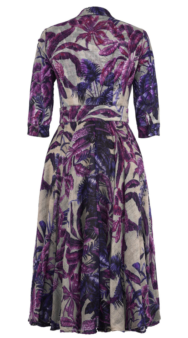 Aster Dress Shirt Collar 3/4 Sleeve Midi Length Wool (Vintage Palm Beige) - Beige Lilac